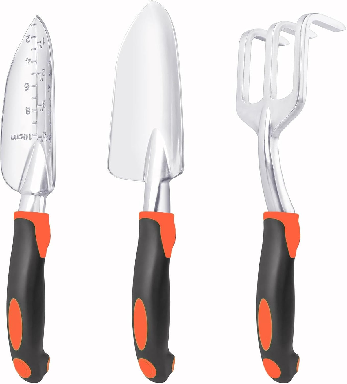 3-teiliges Gartenwerkzeug-Set aus Aluminiumlegierung, Gartenschaufel, Pflanzkelle und Handrechen für Pflanzen, Umpflanzen und Bodenpflege