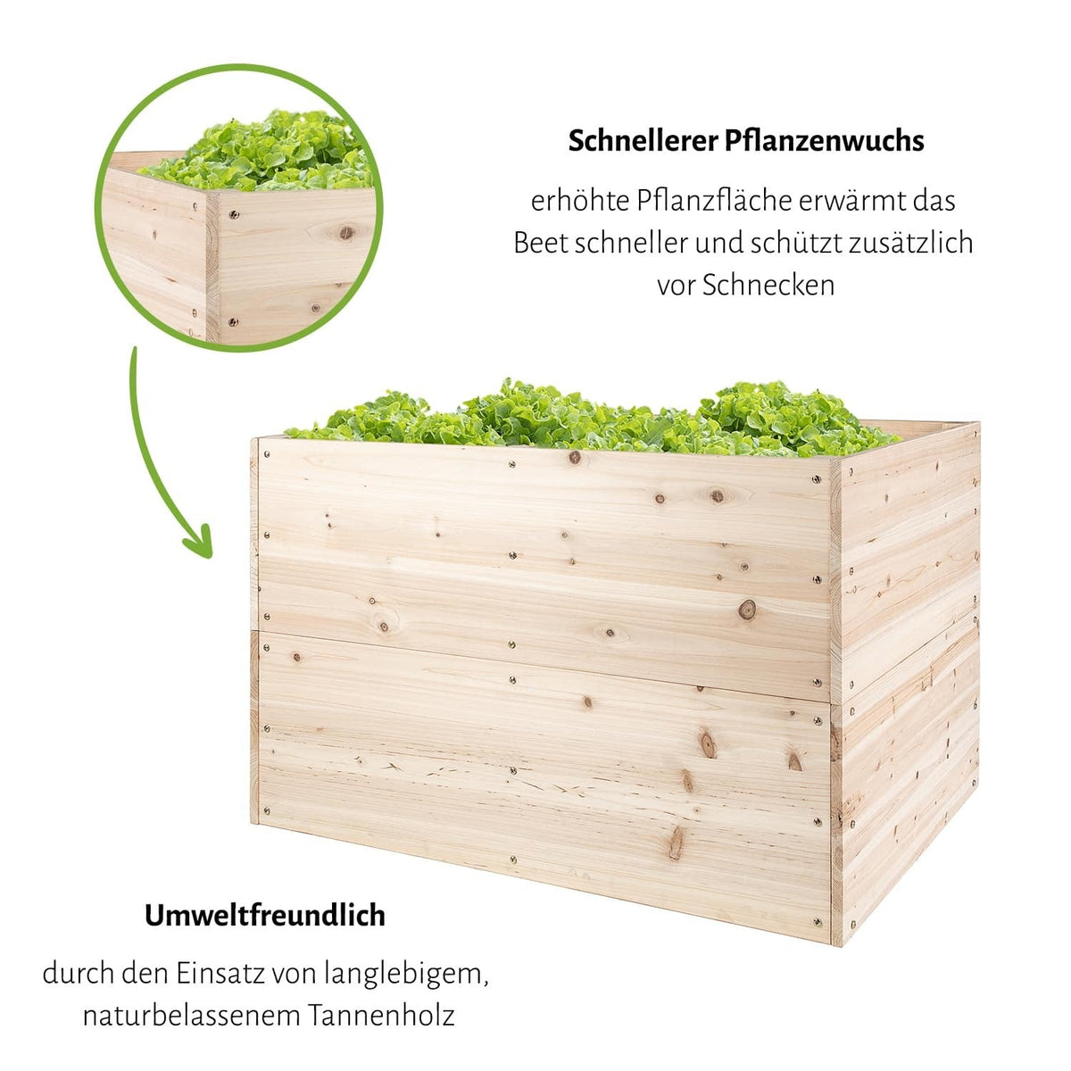 Hochbeet L 117 x 77 x 78 cm - Naturholz